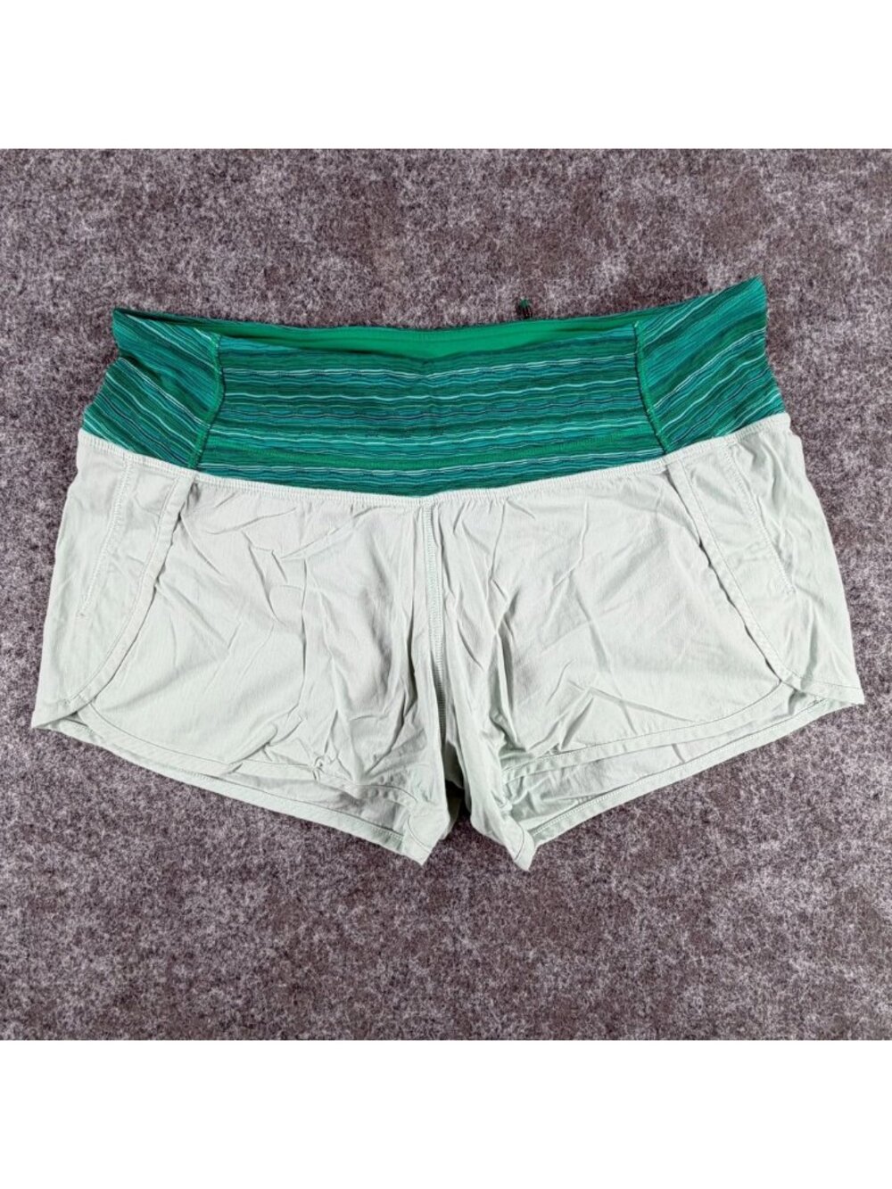 Lululemon Run Times Short Womens 6 Sea Mist Wave Twist Jungle Hero Blue Stretch
